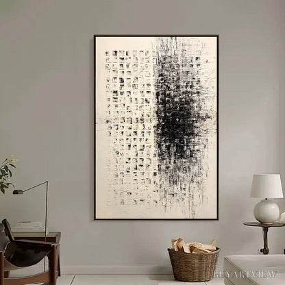 BUYARTVIEW Static – Large Textured Black and White Minimalist Abstract Painting - image 6