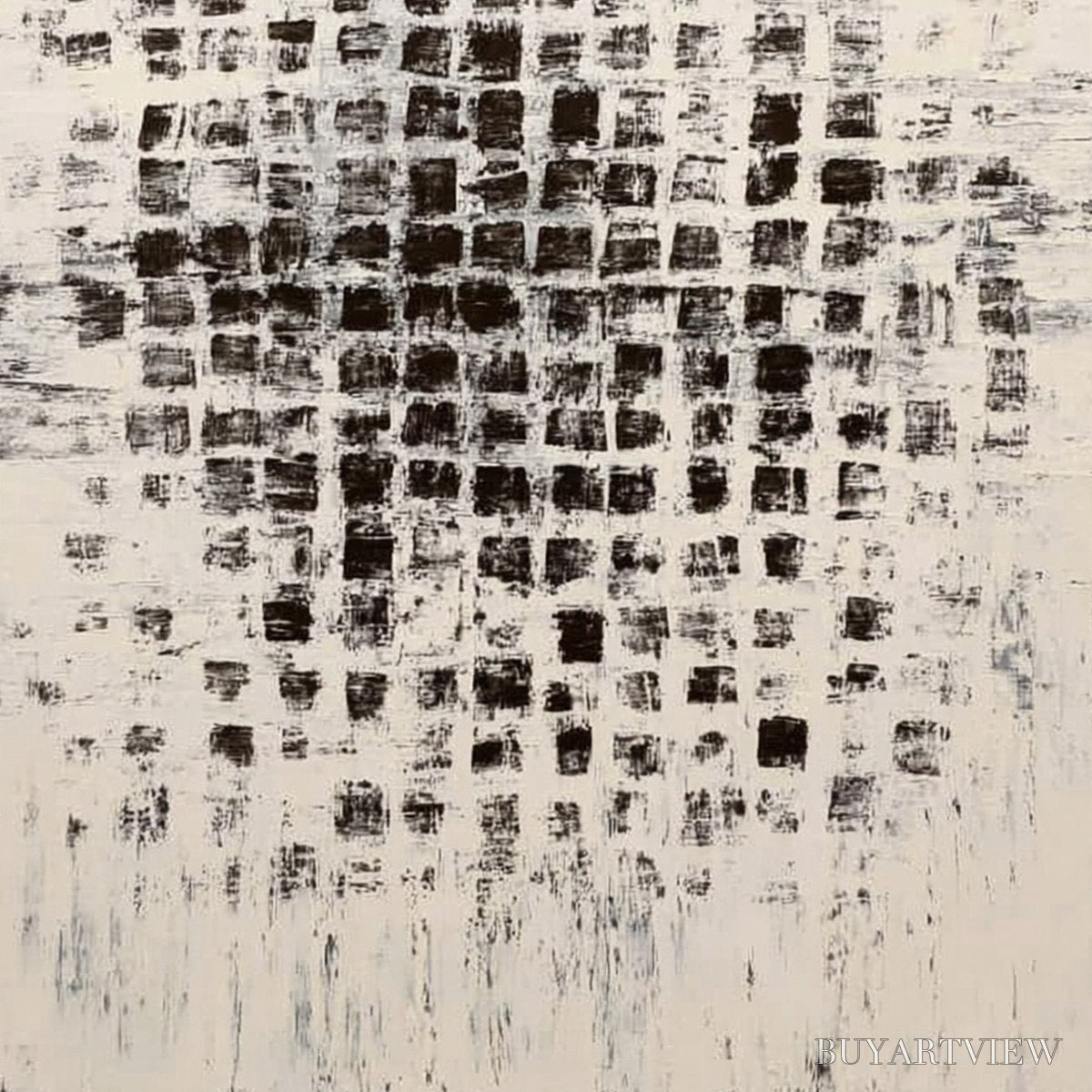 BUYARTVIEW Matrix – Large Black and White Textured Abstract Grid Painting - image 5