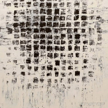 BUYARTVIEW Matrix – Large Black and White Textured Abstract Grid Painting - image 5