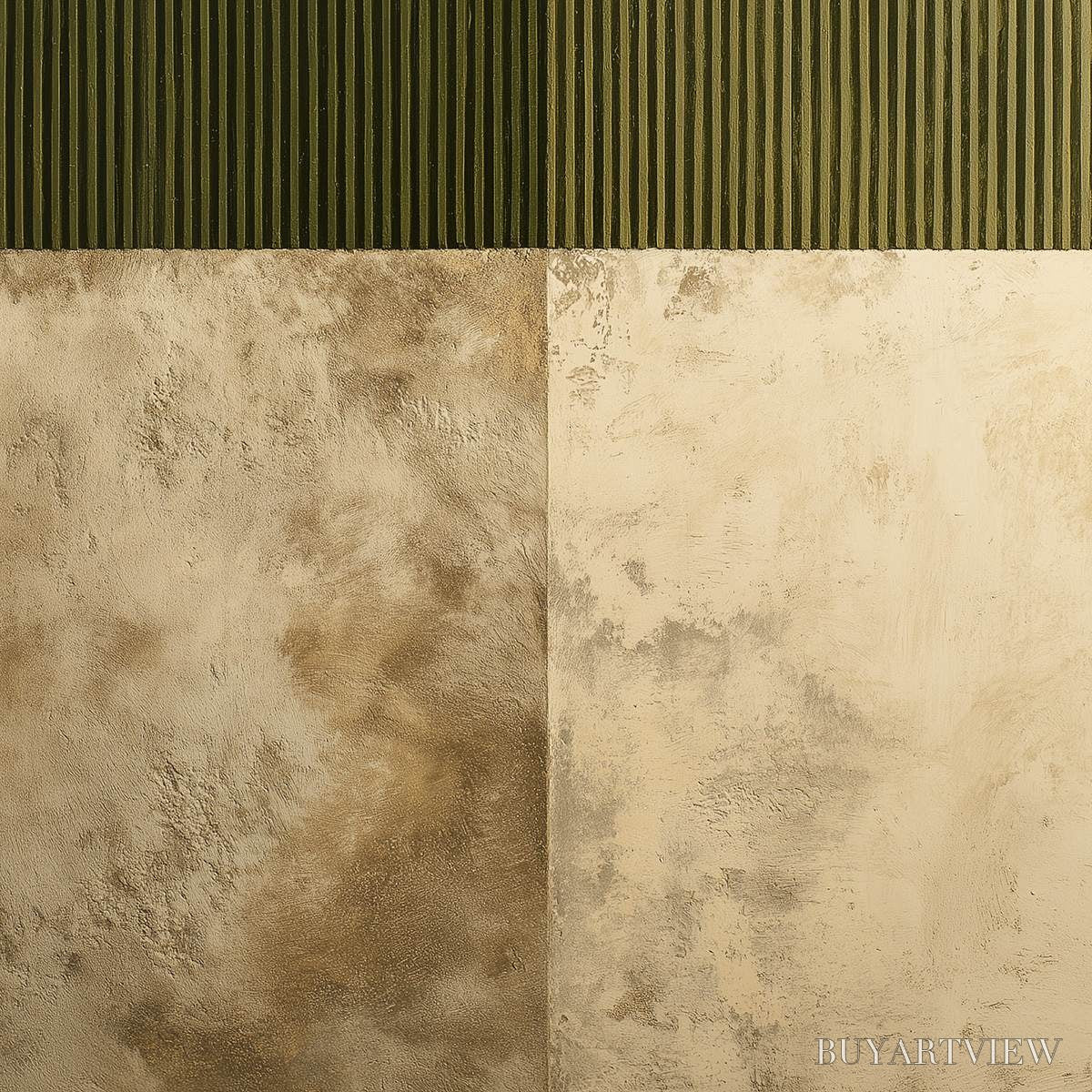 BUYARTVIEW Earthen Rhythm – Textured Minimalist Abstract Painting in Green and Beige - image 5