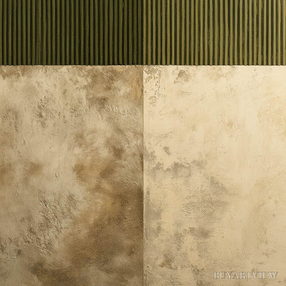BUYARTVIEW Earthen Rhythm – Textured Minimalist Abstract Painting in Green and Beige - image 5