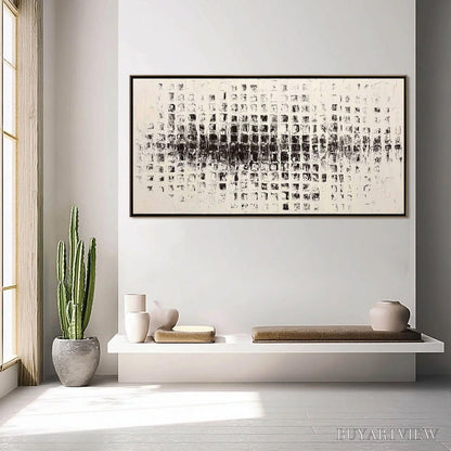 BUYARTVIEW Static Rhythm – Textured Black and White Minimalist Abstract Painting - image 6