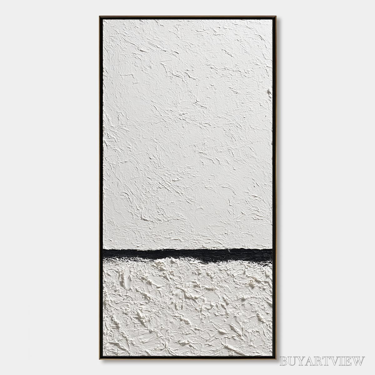 BUYARTVIEW Equilibrium – Textured Black and White Minimalist Painting - image 1
