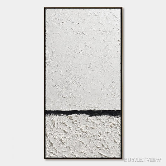 BUYARTVIEW Equilibrium – Textured Black and White Minimalist Painting - image 1