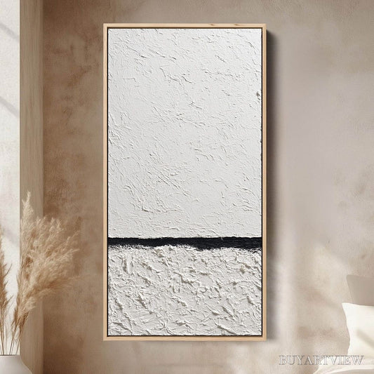 BUYARTVIEW Equilibrium – Textured Black and White Minimalist Painting - image 2