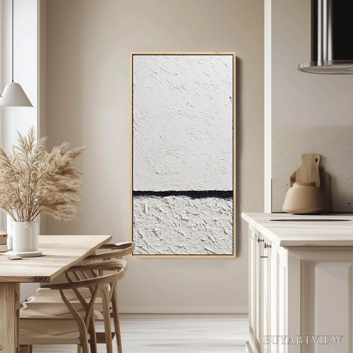 BUYARTVIEW Equilibrium – Textured Black and White Minimalist Painting - image 4