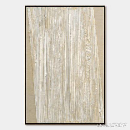 BUYARTVIEW Linear Calm – Textured Minimalist Abstract Painting in Beige - image 1