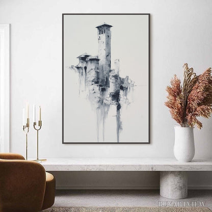 BUYARTVIEW Ethereal Citadel – Minimalist Monochrome Architectural Painting - image 2