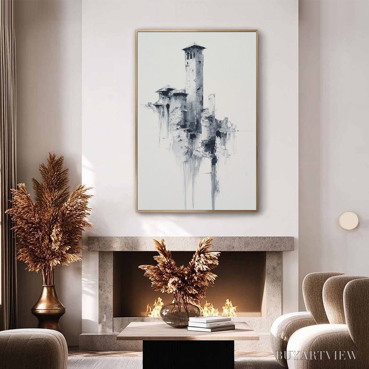 BUYARTVIEW Ethereal Citadel – Minimalist Monochrome Architectural Painting - image 6