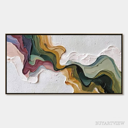 BUYARTVIEW Terra Flow – Textured Abstract Earth Tone Panoramic Painting - image 1