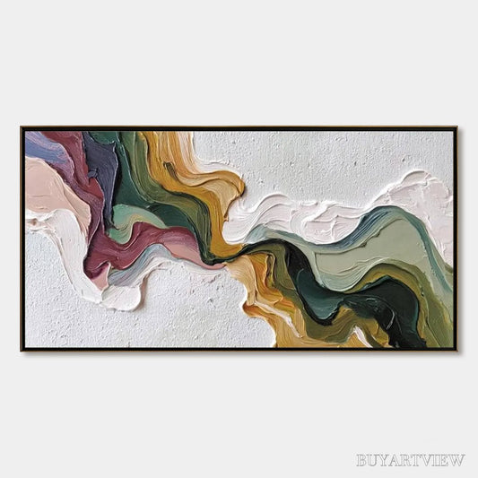 BUYARTVIEW Terra Flow – Textured Abstract Earth Tone Panoramic Painting - image 1