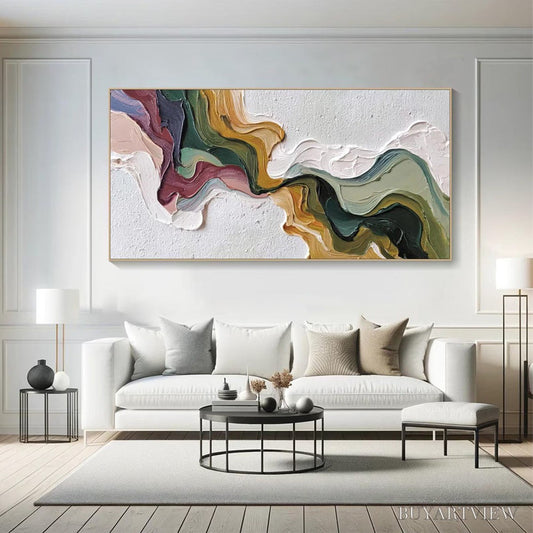 BUYARTVIEW Terra Flow – Textured Abstract Earth Tone Panoramic Painting - image 2