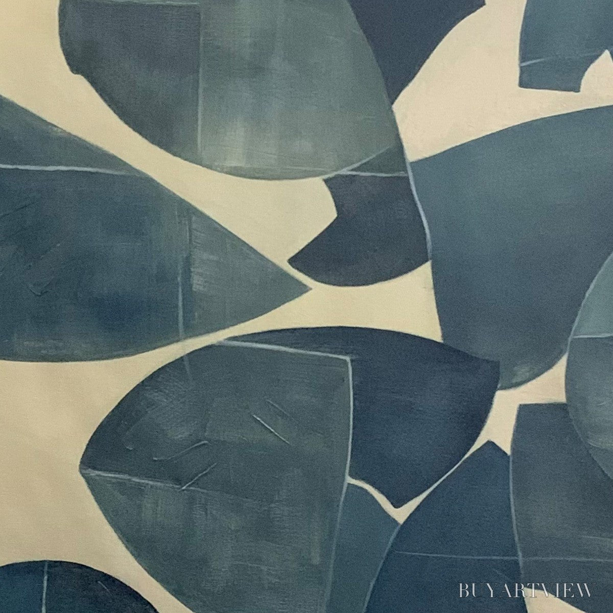BUYARTVIEW Assemblage – Minimalist Blue and Beige Abstract Painting - image 3