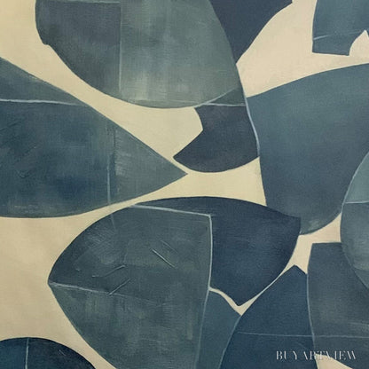 BUYARTVIEW Assemblage – Minimalist Blue and Beige Abstract Painting - image 3
