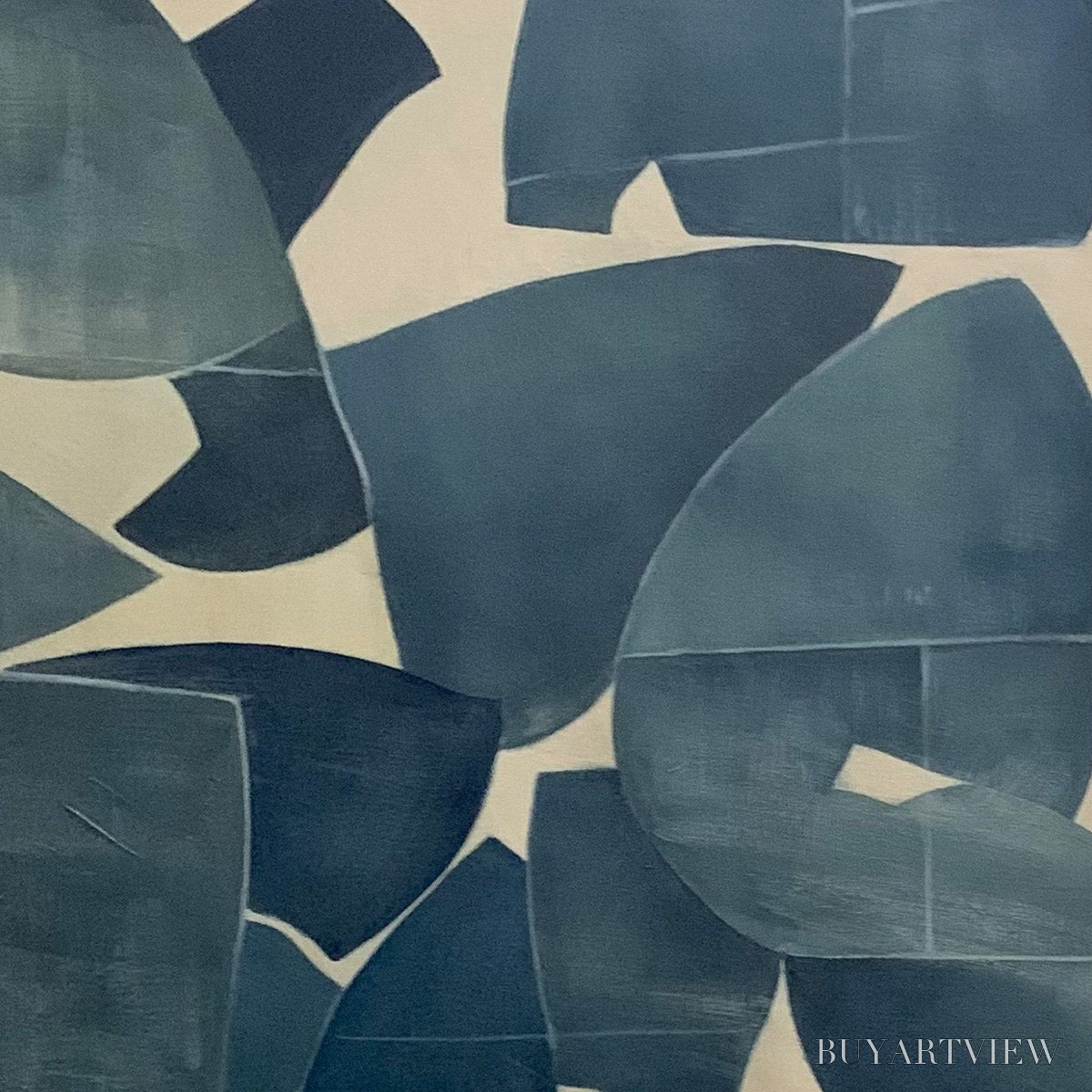 BUYARTVIEW Assemblage – Minimalist Blue and Beige Abstract Painting - image 6