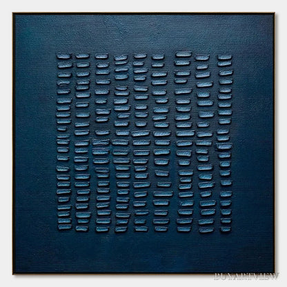 BUYARTVIEW Midnight Code – Textured Minimalist Geometric Abstract Oil Painting - image 1