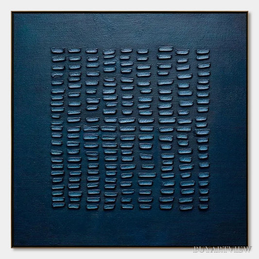 BUYARTVIEW Midnight Code – Textured Minimalist Geometric Abstract Oil Painting - image 1