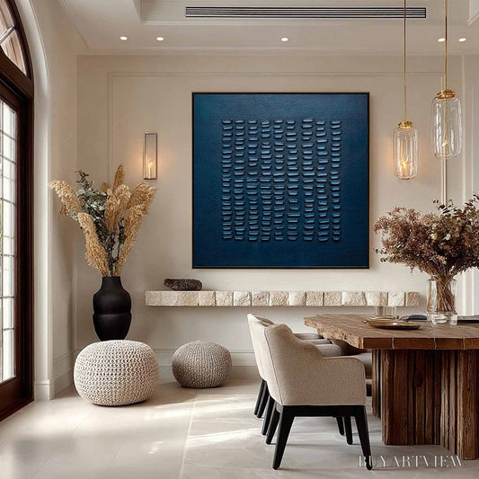 BUYARTVIEW Midnight Code – Textured Minimalist Geometric Abstract Oil Painting - image 2
