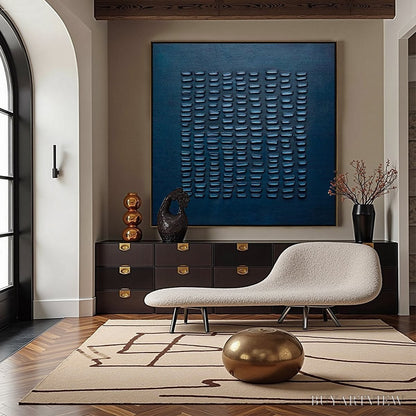 BUYARTVIEW Midnight Code – Textured Minimalist Geometric Abstract Oil Painting - image 5