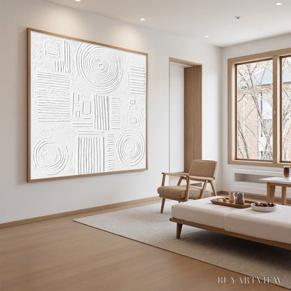 BUYARTVIEW White Texture Minimalist Textured Abstract Oil Painting - image 3