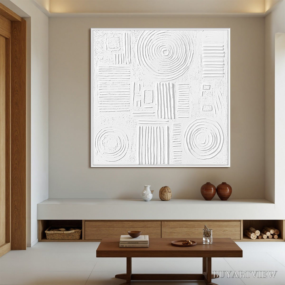 BUYARTVIEW White Texture Minimalist Textured Abstract Oil Painting - image 4