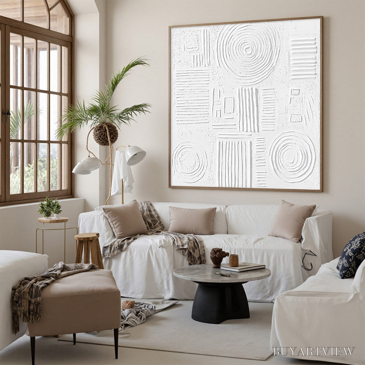 BUYARTVIEW White Texture Minimalist Textured Abstract Oil Painting - image 5