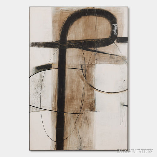 BUYARTVIEW Earthy Abstract – Minimalist Abstract Oil Painting in Browns - image 1