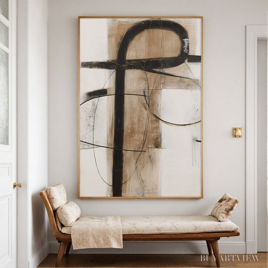 BUYARTVIEW Earthy Abstract – Minimalist Abstract Oil Painting in Browns - image 2