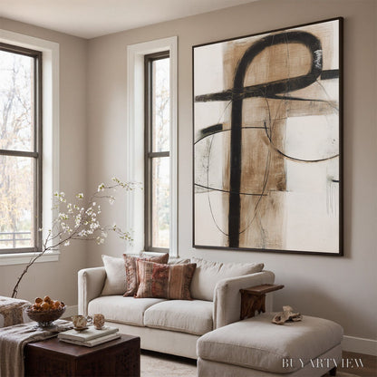 BUYARTVIEW Earthy Abstract – Minimalist Abstract Oil Painting in Browns - image 3