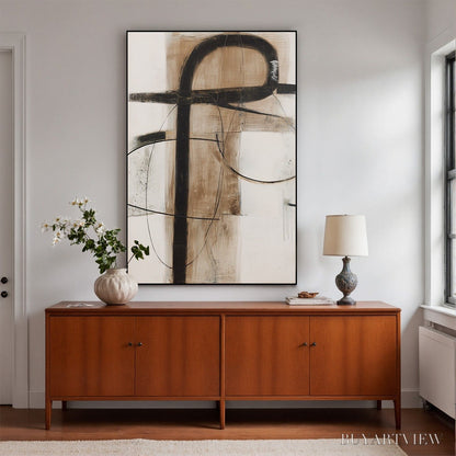 BUYARTVIEW Earthy Abstract – Minimalist Abstract Oil Painting in Browns - image 4