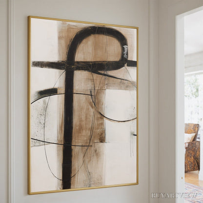 BUYARTVIEW Earthy Abstract – Minimalist Abstract Oil Painting in Browns - image 5