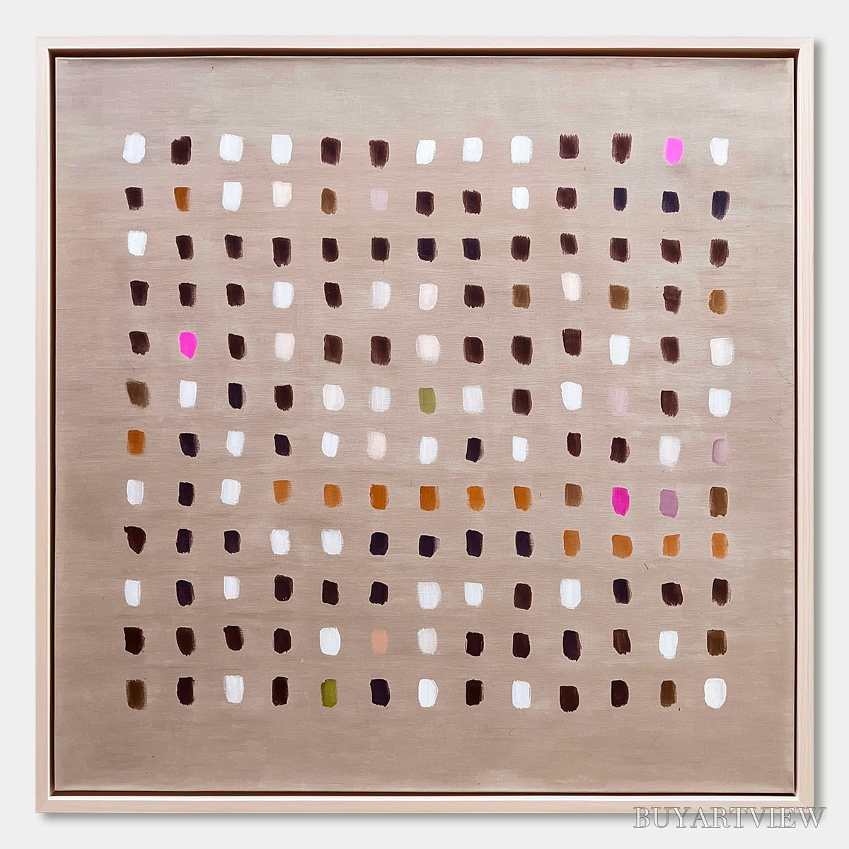 BUYARTVIEW Earthen Echoes Minimalist Abstract Grid Oil Painting - image 1