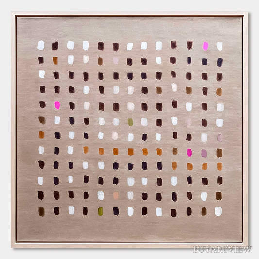BUYARTVIEW Earthen Echoes Minimalist Abstract Grid Oil Painting - image 1