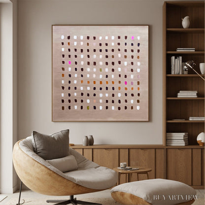 BUYARTVIEW Earthen Echoes Minimalist Abstract Grid Oil Painting - image 4