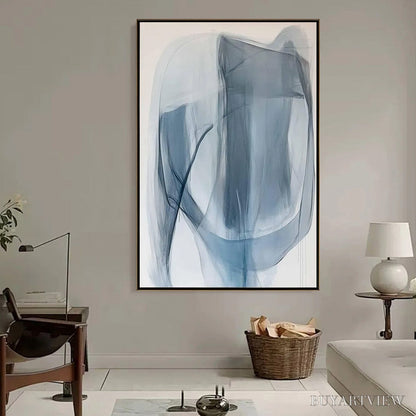 BUYARTVIEW Blue Whispers – Abstract Minimalist Oil Painting - image 2