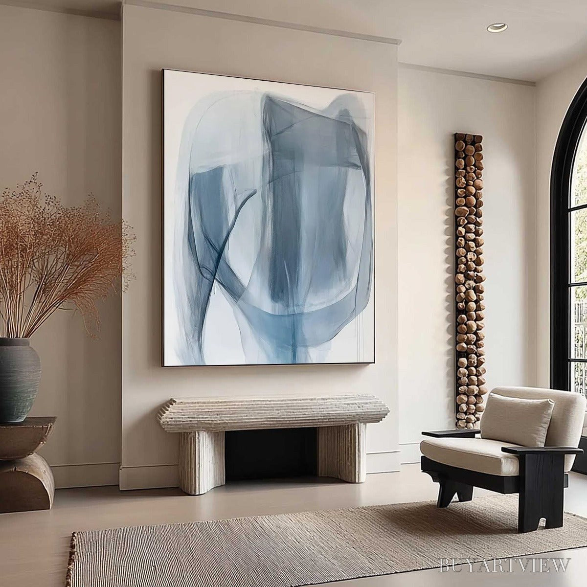 BUYARTVIEW Blue Whispers – Abstract Minimalist Oil Painting - image 4