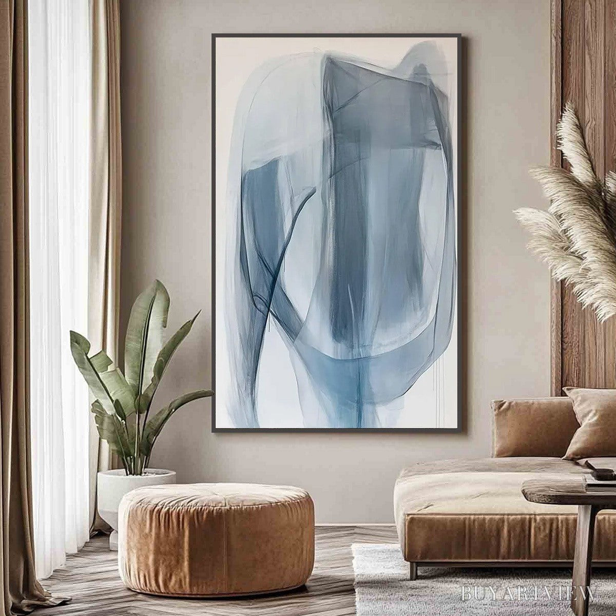 BUYARTVIEW Blue Whispers – Abstract Minimalist Oil Painting - image 5