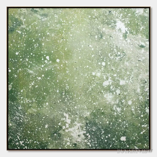 BUYARTVIEW Emerald Dust – Textured Abstract Green Oil Painting - image 1