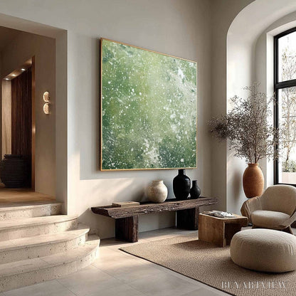 BUYARTVIEW Emerald Dust – Textured Abstract Green Oil Painting - image 3