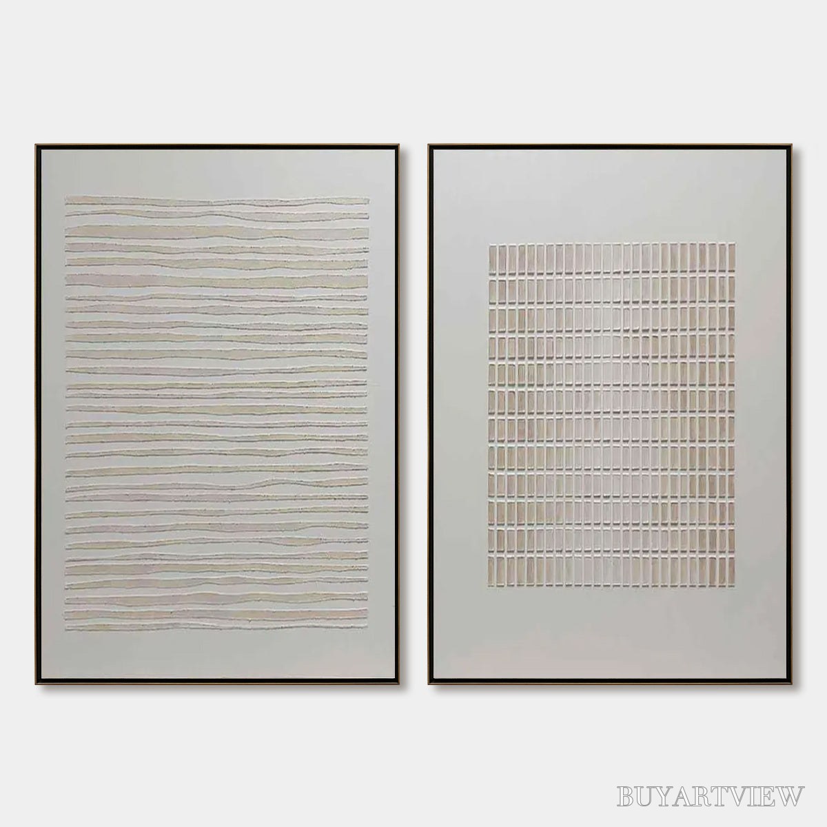 BUYARTVIEW Serene Rhythms – Textured Minimalist Abstract Diptych - image 1