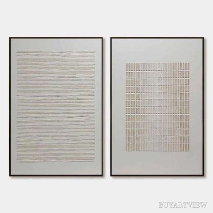 BUYARTVIEW Serene Rhythms – Textured Minimalist Abstract Diptych - image 1