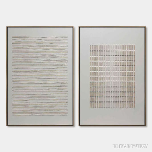 BUYARTVIEW Serene Rhythms – Textured Minimalist Abstract Diptych - image 1