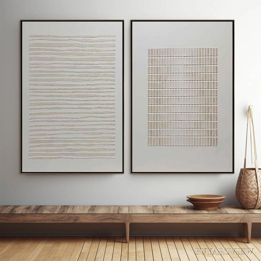 BUYARTVIEW Serene Rhythms – Textured Minimalist Abstract Diptych - image 2