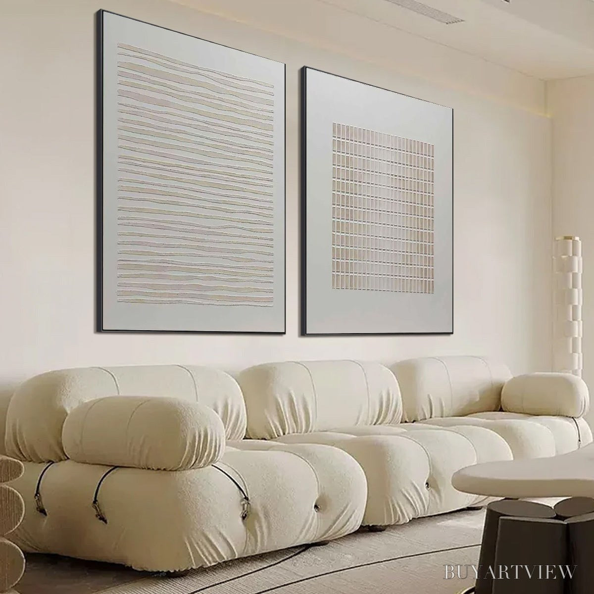 BUYARTVIEW Serene Rhythms – Textured Minimalist Abstract Diptych - image 3