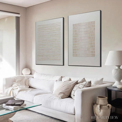 BUYARTVIEW Serene Rhythms – Textured Minimalist Abstract Diptych - image 5