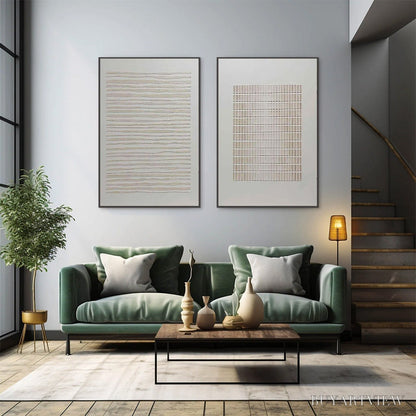 BUYARTVIEW Serene Rhythms – Textured Minimalist Abstract Diptych - image 6