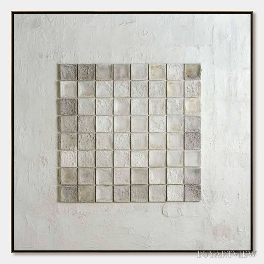 BUYARTVIEW Tessellation – Textured Minimalist Abstract White Oil Painting - image 1