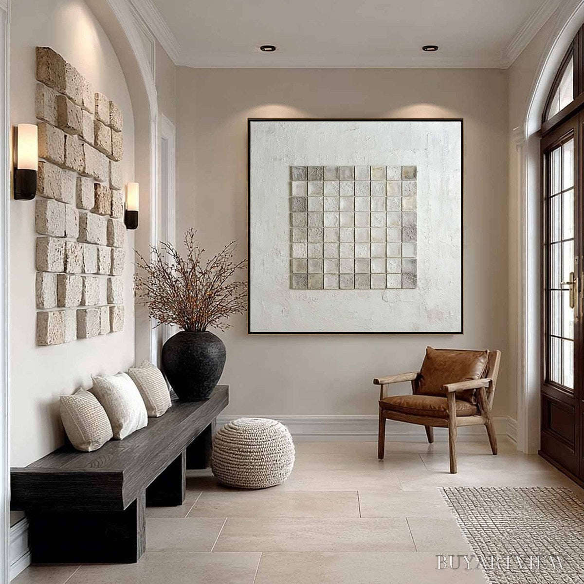 BUYARTVIEW Tessellation – Textured Minimalist Abstract White Oil Painting - image 5