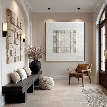 BUYARTVIEW Tessellation – Textured Minimalist Abstract White Oil Painting - image 5