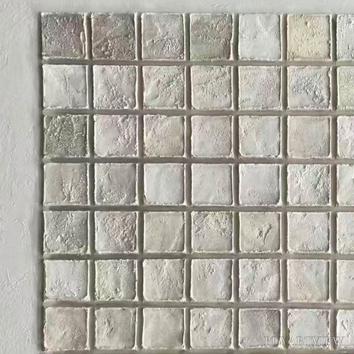 BUYARTVIEW Tessellation – Textured Minimalist Abstract White Oil Painting - image 6